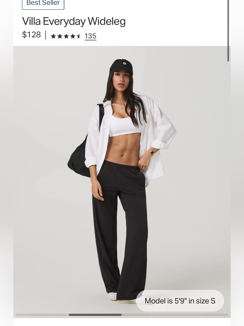 Vuori Villa Everyday Wideleg Pants - Black size small regular length